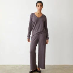 MONROW Supersoft Crop Straight Leg Sweat DUSTYPLUM Best